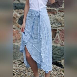 Romantic High-Low Blue Wrap Skirt